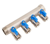 Коллектор 1 с синими шаровыми кранами, 3/4НР под евроконус, 1 - 4xEK14,16,18,20 (Henco) VB060504-BLAUW