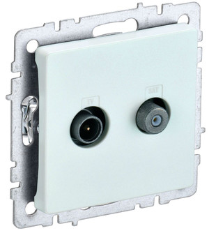 BRITE Розетка двойная TV+SAT РТВ/РСп12-БрЖ жемчуг (IEK) BR-AF20-O-K36