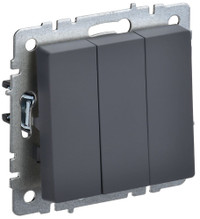 BRITE Выключатель трехклавишный 10А ВС10-3-0-БрГ графит (IEK) BR-V30-0-10-K53