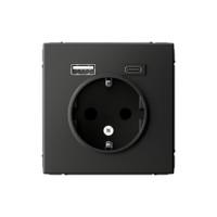 ARTGALLERY розетка 16А с 2 USB A+C, 5В/2,4А/3,0А, 2х5В/1,5А, механизм, базальт (Systeme Electric) GAL001432