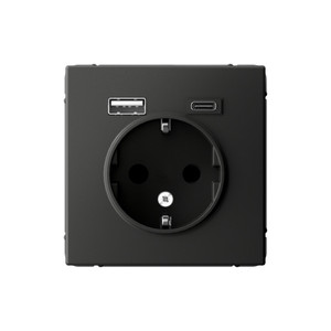 ARTGALLERY розетка 16А с 2 USB A+C, 5В/2,4А/3,0А, 2х5В/1,5А, механизм, базальт (Systeme Electric) GAL001432