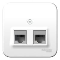 Розетка BLANCA наружная двойная компьютерная RJ45, кат.5e, с изолирующей пластиной, белый (Systeme Electric) BLNIA045451