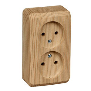 ЭТЮД Розетка двойная наружная без заземления без шторок Сосна (Systeme Electric) PA16-005D