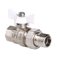 Кран шаровой со сгоном 3/4' ВН белая ручка бабочка BASE (VALTEC) VT.227.NW.05