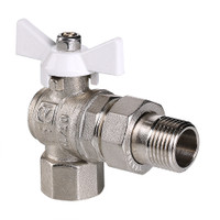 Кран шаровой угловой со сгоном 3/4' ВН белая ручка бабочка BASE (VALTEC) VT.228.NW.05