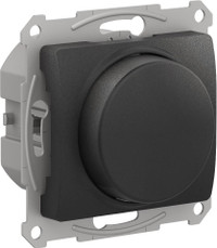 GLOSSA СВЕТОРЕГУЛЯТОР (диммер) повор-нажим, LED, RC, 400Вт, мех.,  АНТРАЦИТ (Systeme Electric) GSL000723