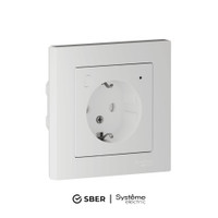 ATLASDESIGN SMART РОЗЕТКА с заземл., со шт., Zigbee, L+N, 16А, мех., БЕЛЫЙ (Systeme Electric) ATN000145Z