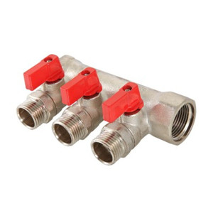 Коллектор 3/4'x2 выхода 1/2' НР с отсекающими кранами (VALTEC) VTc.580.N.0502