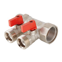 Коллектор 1'x2 выхода Евроконус 3/4 с отсекающими кранами (VALTEC) VTc.580.NE.0602