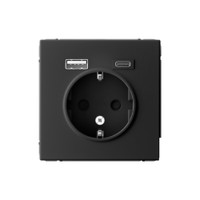 ARTGALLERY розетка 16А с 2 USB A+C, 5В/2,4А/3,0А, 2х5В/1,5А, механизм, карбон (Systeme Electric) GAL001032