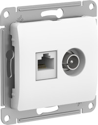 GLOSSA РОЗЕТКА двойная ТВ + компьютерная RJ45, кат. 5Е, БЕЛЫЙ (Systeme Electric) GSL000189