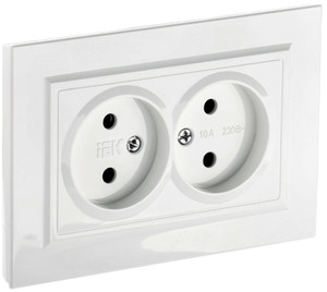 BRITE Розетка двойная без заземления без защитных шторок 10А в сборе РС12-2-БрБ белый (IEK) BR-R20-10-K01-F