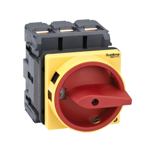 ВЫКЛЮЧАТЕЛЬ-РАЗЪЕДИНИТЕЛЬ 3P 80A С КРАСНОЙ РУКОЯТКОЙ НА ДВЕРЦУ 4 ВИНТАМИ (Systeme Electric) MSD80310R