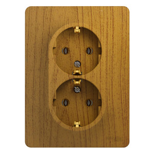 GLOSSA Розетка двойная с заземлением в сборе дуб (Systeme Electric) GSL000524