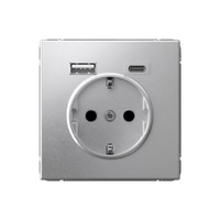 ARTGALLERY розетка 16А с 2 USB A+C, 5В/2,4А/3,0А, 2х5В/1,5А, механизм, алюминий (Systeme Electric) GAL000332