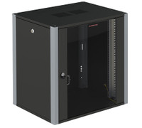 Шкаф телекоммуникационный настенный 19' 9U дверь стекло IP20. 600x450x450mm(ШхГхВ) цвет черный(RAL 9004/RAL7000) (SYSMATRIX) WP 6409.910