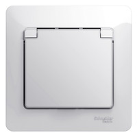 GLOSSA Розетка с заземлением со шторками с крышкой белая в сборе IP20 (Systeme Electric) GSL000146