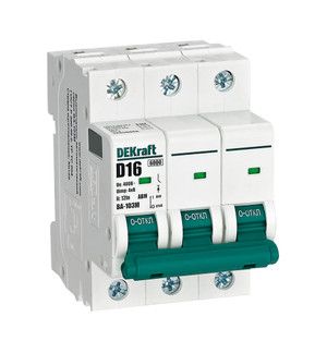 Выключатель автоматический 3Р 16А D 6кА ВА103 М (Dekraft) 12556DEK
