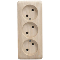 ЭТЮД Розетка тройная открытой установки без заземления без шторок 16А 250B,сосна (Systeme Electric) PA16-009D