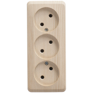 ЭТЮД Розетка тройная открытой установки без заземления без шторок 16А 250B,сосна (Systeme Electric) PA16-009D