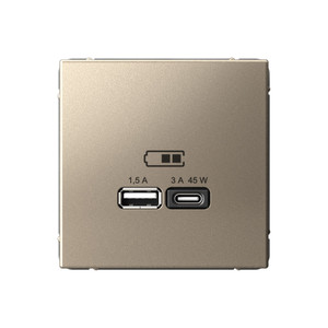 ARTGALLERY USB розетка A + тип-C 45Вт высокоскор.заряд. QC, PD, механизм, шампань (Systeme Electric) GAL000529