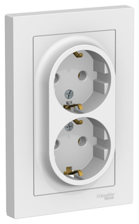 ATLASDESIGN РОЗЕТКА двойная с заземлением, 16А, в сборе, ЛОТОС (Systeme Electric) ATN001324