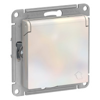 Розетка ATLASDESIGN с заземлением со шторками с крышкой 16А IP20 механизм жемчуг (Systeme Electric) ATN000446