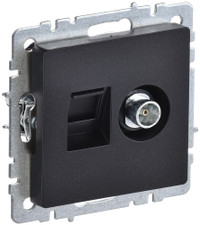 BRITE Розетка двойная TV+RJ45 кат.5E РТВ/РК12-БрЧ черный (IEK) BR-AK20-1-K02