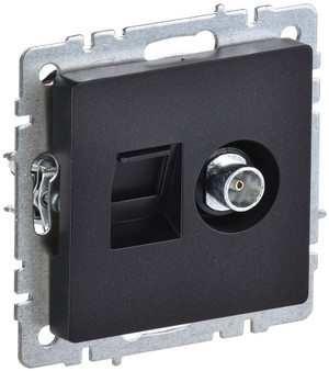 BRITE Розетка двойная TV+RJ45 кат.5E РТВ/РК12-БрЧ черный (IEK) BR-AK20-1-K02