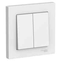 Выключатель двухклавишный ATLASDESIGN схема 5 10АХ в сборе белый (Systeme Electric) ATN000152