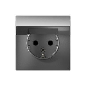 ARTGALLERY розетка с заземл. со шторк. с крышкой, 16А, IP20, механизм, сталь (Systeme Electric) GAL000946