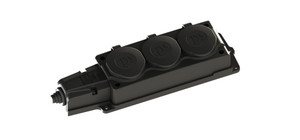 Колодка 3х розетка тройная 2К+З каучуковая        16А/250В IP44 Чёрная MultiSet (Systeme Electric) MST4103BK