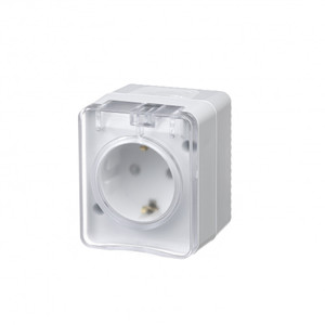 AtlasDesign Profi54 розетка с заземлением со шторками IP54 16А 250B, БЕЛЫЙ, Россия (Systeme Electric) ATN540145