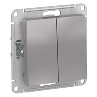 Выключатель двухклавишный ATLASDESIGN схема 5 10АХ механизм алюминий (Systeme Electric) ATN000351