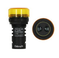 Лампа коммутационная ЛК-22 ADDS диам. 22мм LED желтая 220В AC/DC (Dekraft) 25120DEK