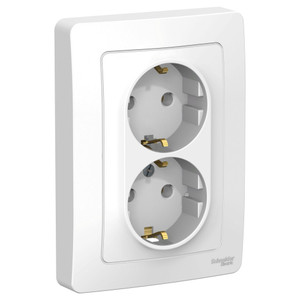 BLANCA скрытой установки розетка двойная с заземлением без шторок, 16А, 250В, белый (Systeme Electric) BLNRS001021