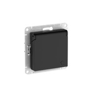 ATLASDESIGN РОЗЕТКА с заземл. со шторк. с крышкой, 16А, IP20,мех., быстрозажимные клеммы, КАРБОН (Systeme Electric) ATN001046S