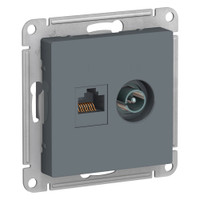 Розетка ATLASDESIGN двойная компьютерная+ТВ RJ45+TV категория 5E механизм грифель (Systeme Electric) ATN000789