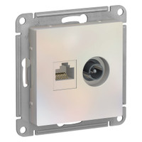 Розетка ATLASDESIGN двойная компьютерная+ТВ RJ45+TV категория 5E механизм жемчуг (Systeme Electric) ATN000489