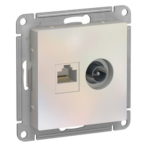 Розетка ATLASDESIGN двойная компьютерная+ТВ RJ45+TV категория 5E механизм жемчуг (Systeme Electric) ATN000489