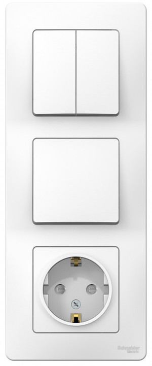 BLANCA скрытой установки блок: розет з/к шт 16А,2 50В+выкл 1кл.+выкл 2кл.белый (Systeme Electric) BLNBS101201