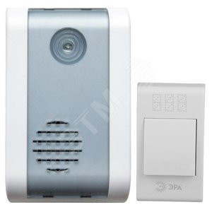 Звонок дверной беспроводной на батарейках 32 мелодии 100м IP20 LED подсветка динамика белый 2АА/А23 C31 (ЭРА) Б0018494