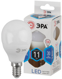 Лампа светодиодная LED 11 Вт 880Лм 4000К шар нейтральный E14 170-265В LED P45-11W-840-E14 Standart (ЭРА) Б0032988