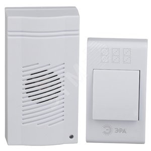 Звонок дверной беспроводной на батарейках 32 мелодии 100м IP20 со световой индикацией белый 2ААA/А23 C51 (ЭРА) Б0018092