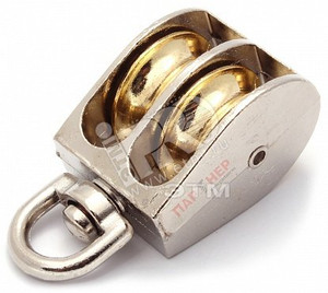 Блок для троса двойной 40мм металлический шкив (трос 9мм) оцинкованный (Партнер) 25234