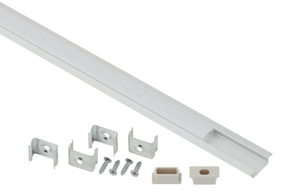 Комплект с врезным анодированным профилем с фланцем CAB251 21х6мм, 2 м (5/80/2400) (ЭРА) Б0039464