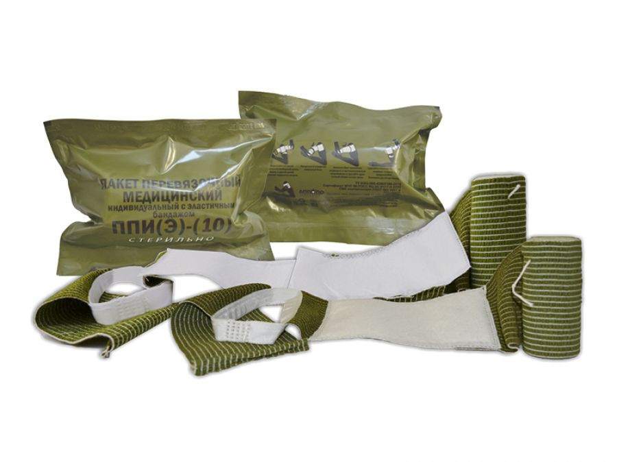 Пакет перевязочный медицинский индивидуальный с эластичным бандажом ППИ(Э)(15) с 1-й подушкой    