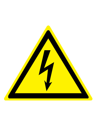 Знак предупреждающий W08 Опасность поражения электрическим током (Пленка 100 х 100)