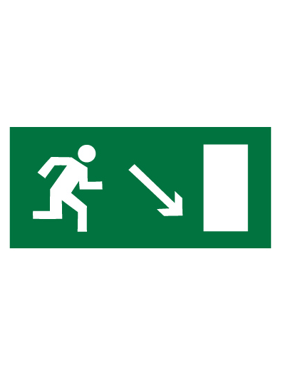 Знак эвакуационный E07 Направление к эвакуационному выходу направо вниз (Пленка 150 х 300)