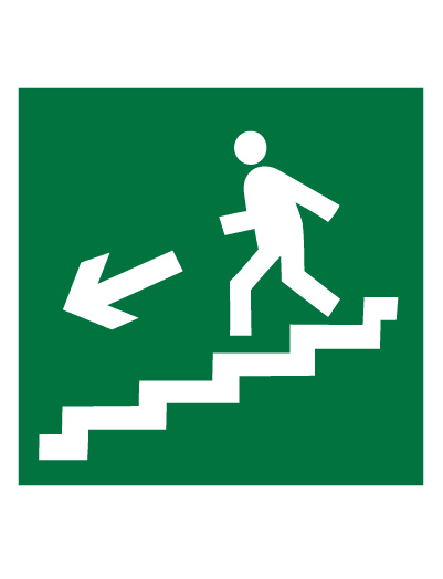 Знак эвакуационный E14 Направление к эвакуационному выходу по лестнице вниз (левосторонний) (Пленка 200 х 200)
